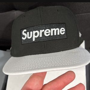 Supreme New era hat 7-1/8 size worn lightly, small mark on brim, can be cleared